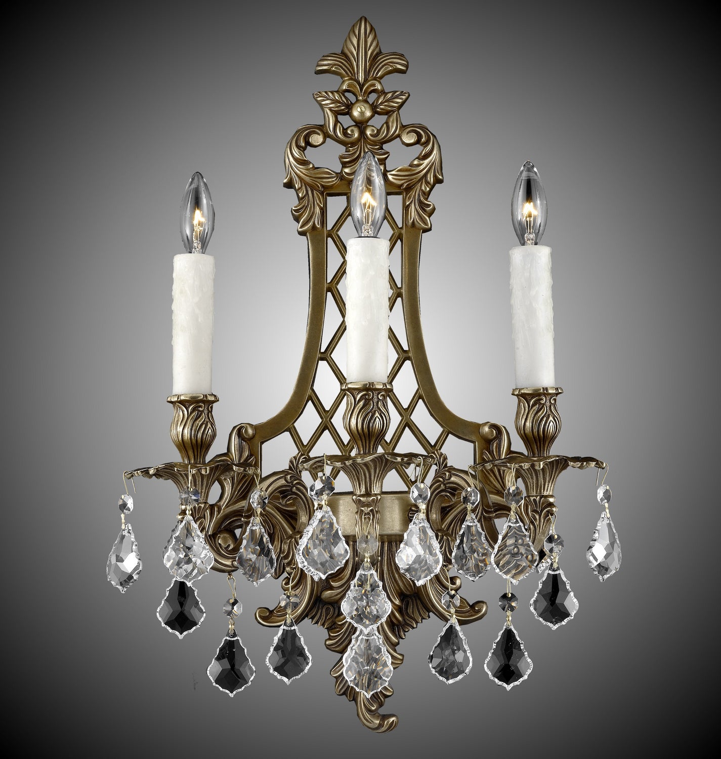 American Brass & Crystal - WS9455-A-03G-PI - Three Light Wall Sconce - Wall Sconce - French Gold Glossy