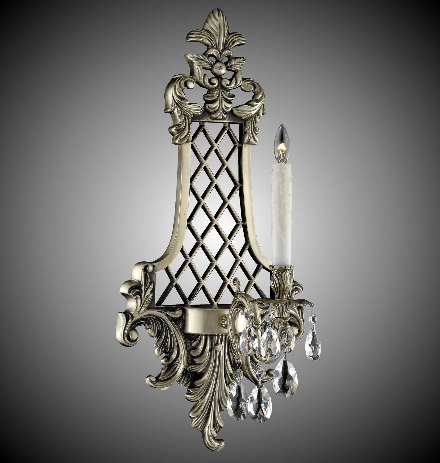 American Brass & Crystal - WS9456-O-02G-PI - One Light Wall Sconce - Wall Sconce - Antique Black Glossy