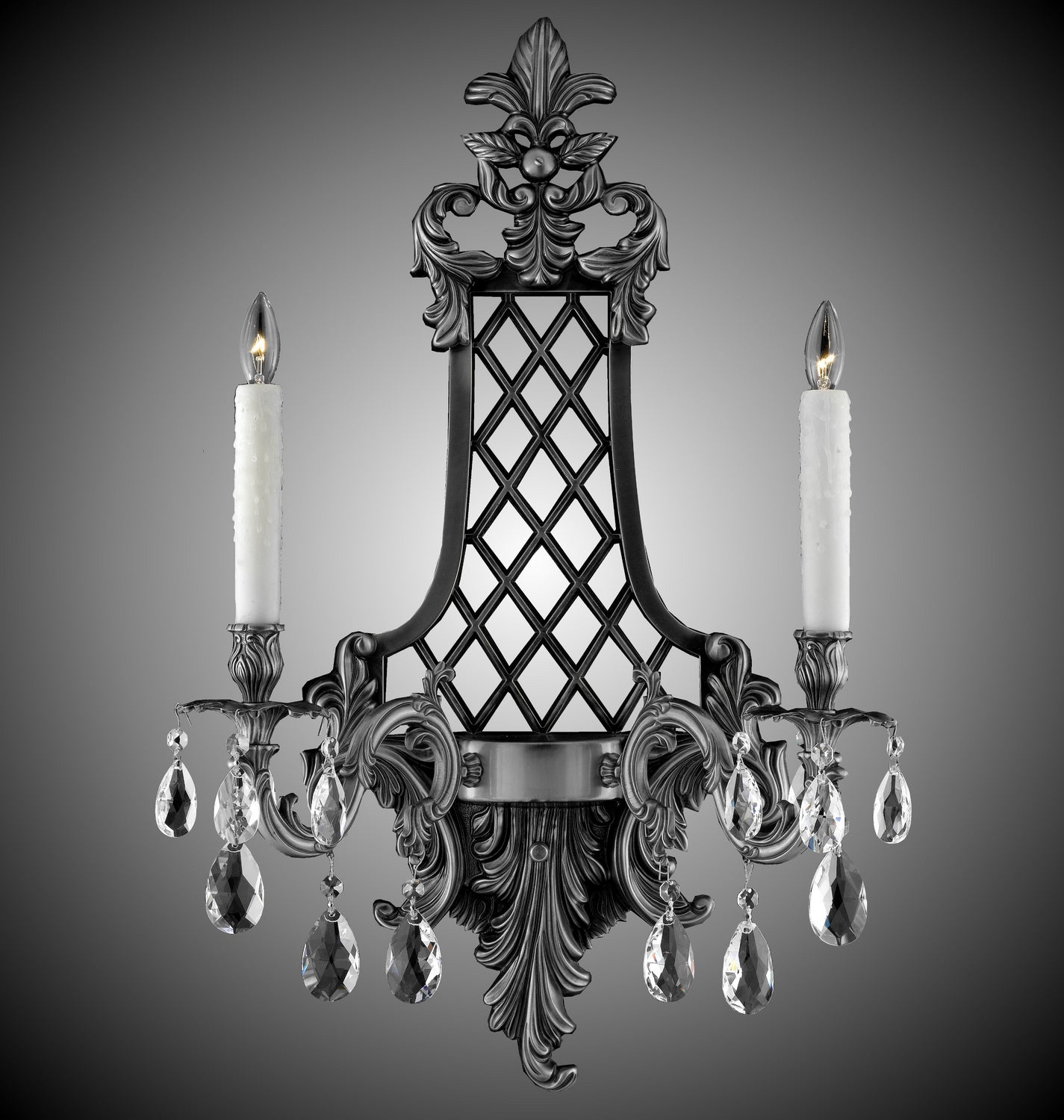 American Brass & Crystal - WS9457-O-10G-PI - Two Light Wall Sconce - Wall Sconce - Antique Silver