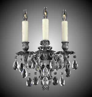 American Brass & Crystal - WS9483-O-10G-PI - Three Light Wall Sconce - Wall Sconce - Antique Silver