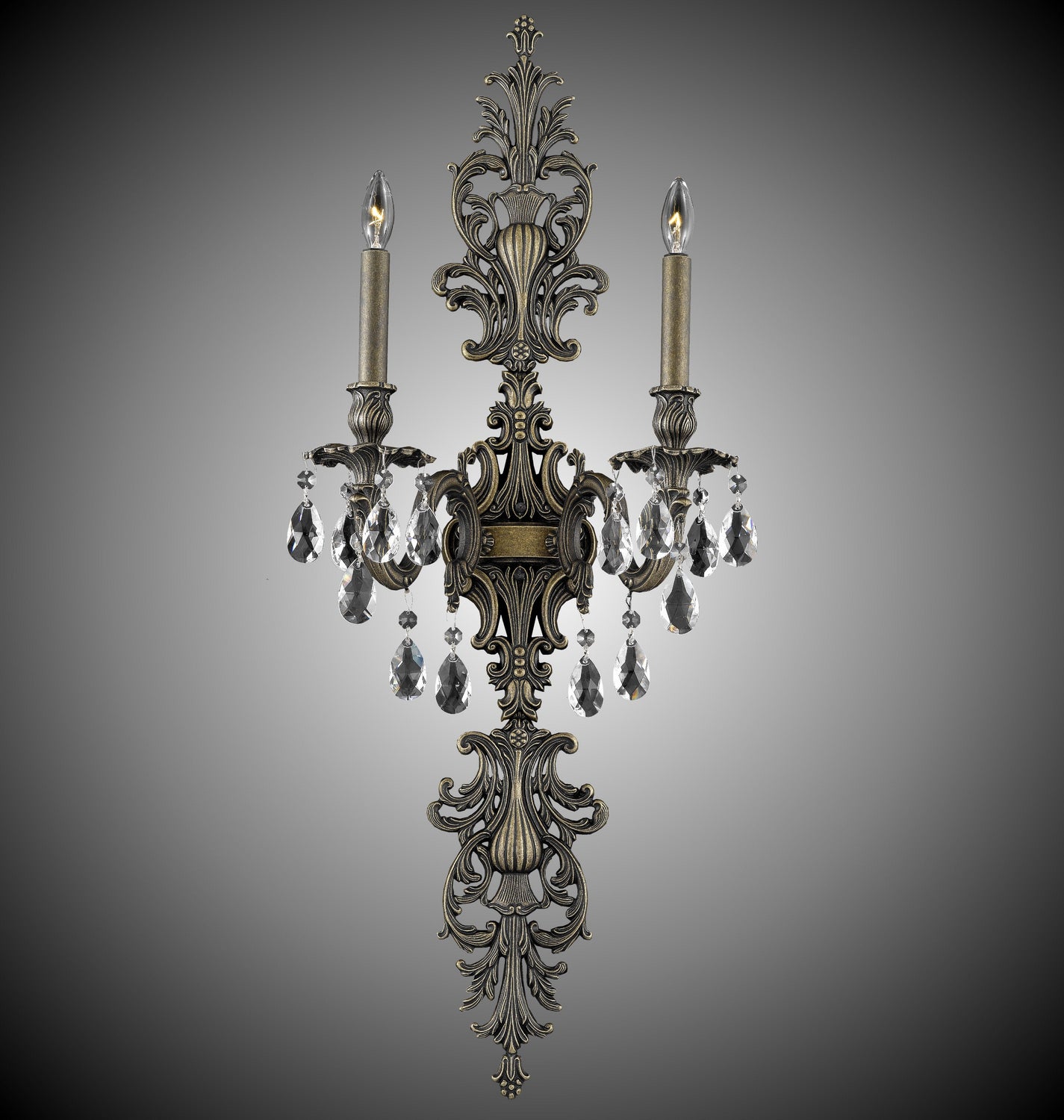 American Brass & Crystal - WS9488-O-21S-ST - Two Light Wall Sconce - Wall Sconce - Palace Bronze