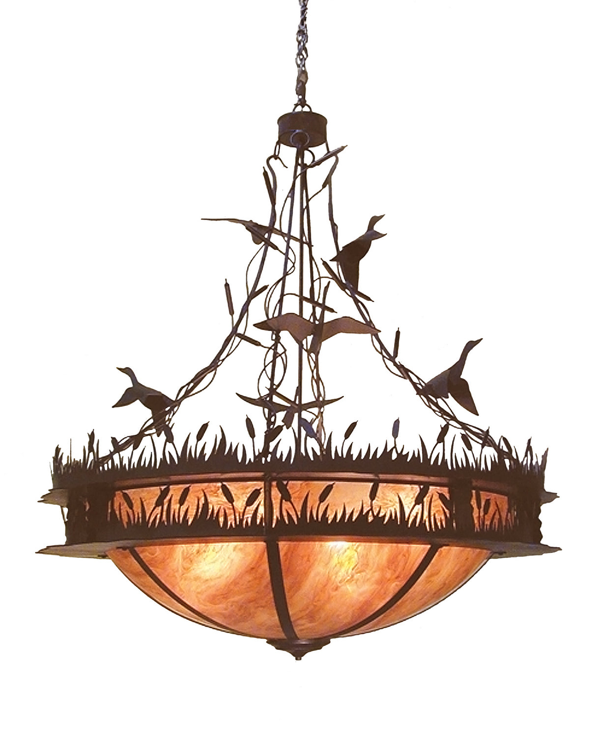 Meyda Tiffany - 120159 - Eight Light Pendant - Ducks In Flight - Chestnut