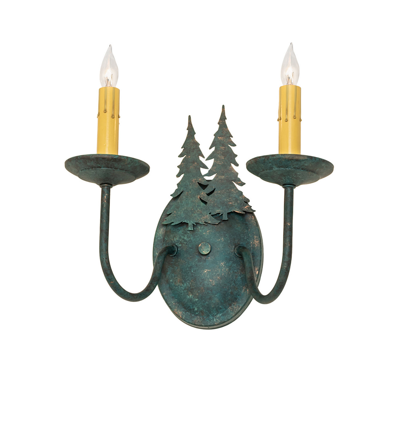 Meyda Tiffany - 120783 - Two Light Wall Sconce - Double Pine Tree - Golden Verde