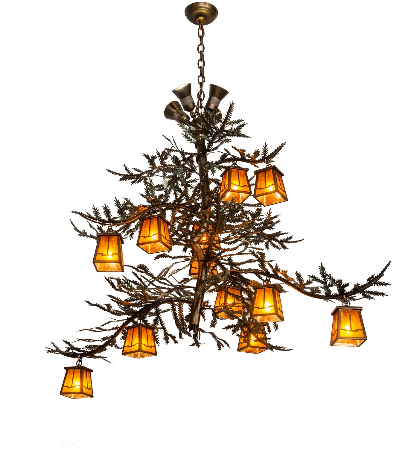 Meyda Tiffany - 202174 - LED Chandelier - Pine Branch - Antique Copper/Green Branches