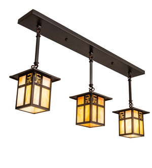 Meyda Tiffany - 203103 - Three Light Pendant - Seneca - Craftsman Brown