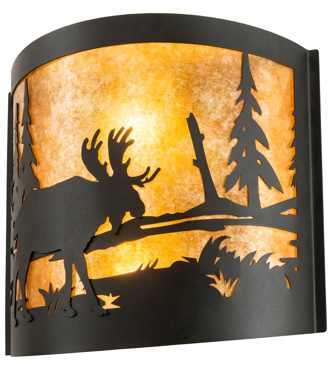 Meyda Tiffany - 203179 - Two Light Wall Sconce - Moose At Lake - Textured Black