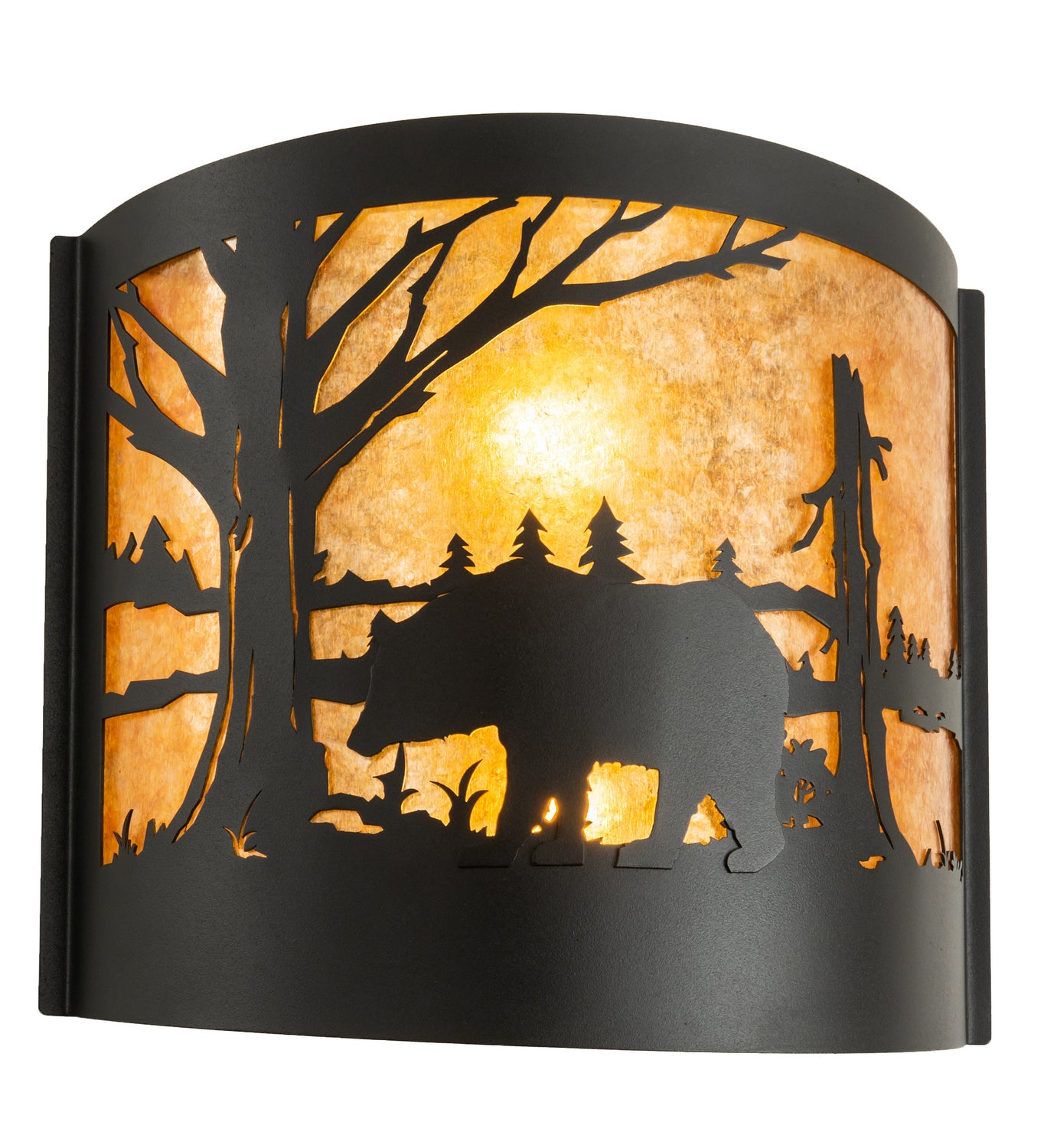 Meyda Tiffany - 203180 - Two Light Wall Sconce - Bear At Lake - Textured Black