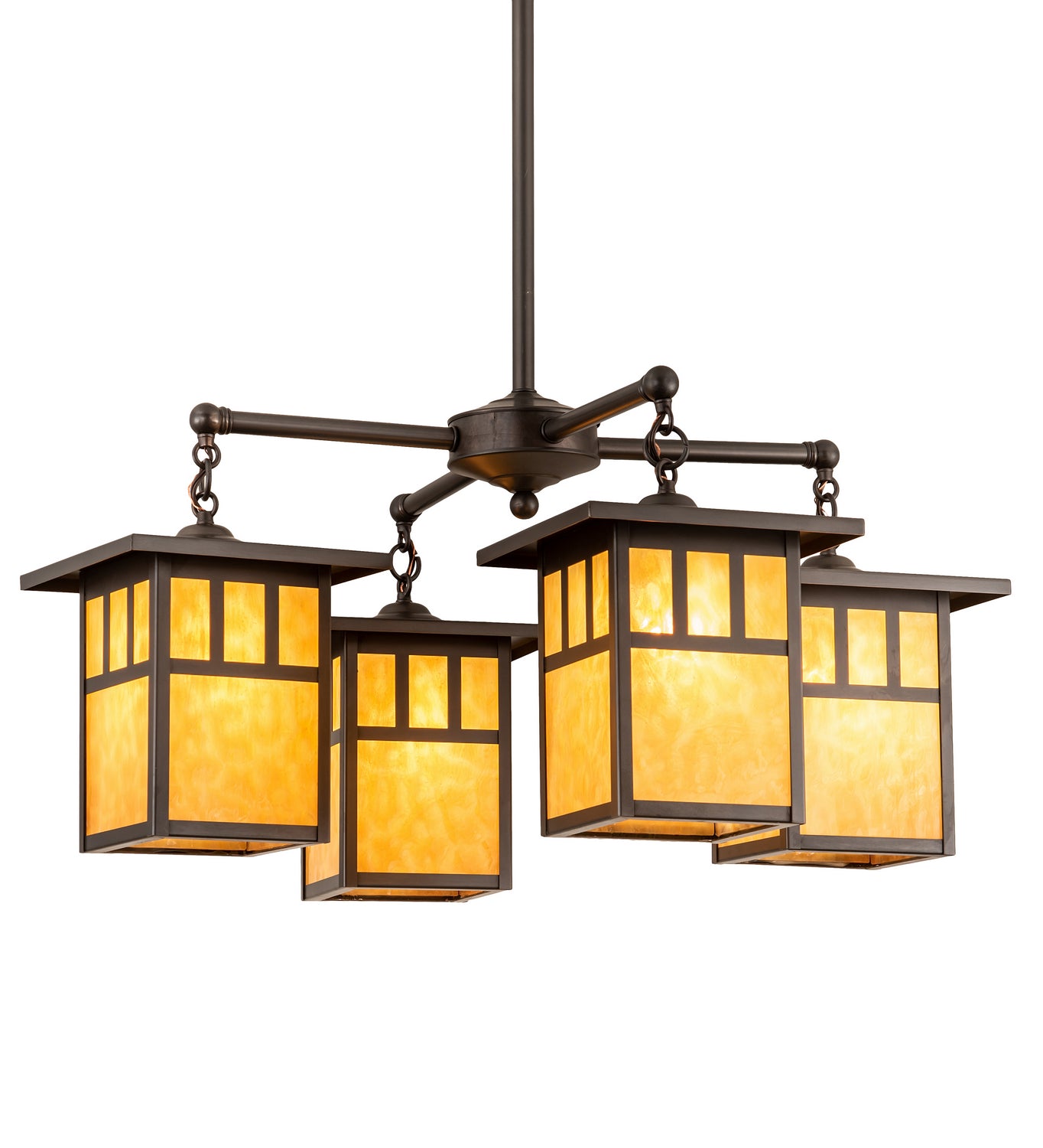 Meyda Tiffany - 204749 - Four Light Chandelier - Hyde Park - Craftsman Brown