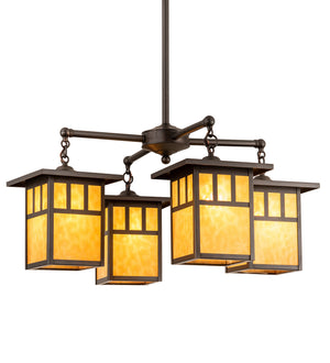 Meyda Tiffany - 204749 - Four Light Chandelier - Hyde Park - Craftsman Brown