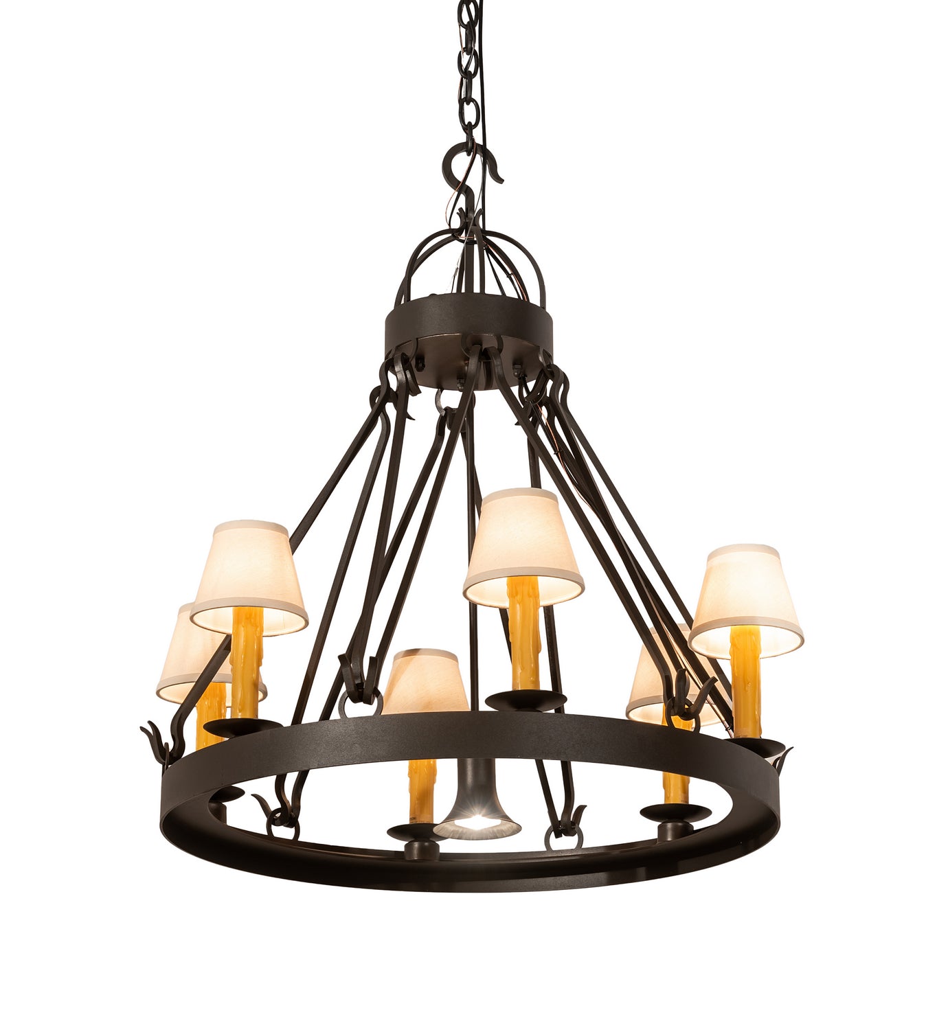 Meyda Tiffany - 204943 - Seven Light Chandelier - Lakeshore - Wrought Iron