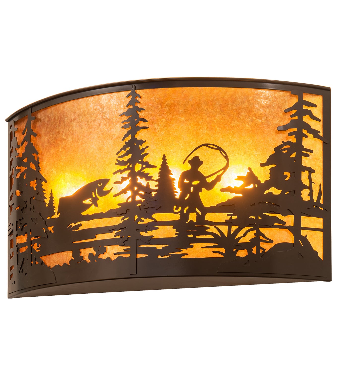 Meyda Tiffany - 205155 - Four Light Wall Sconce - Fly Fishing Creek - Timeless Bronze