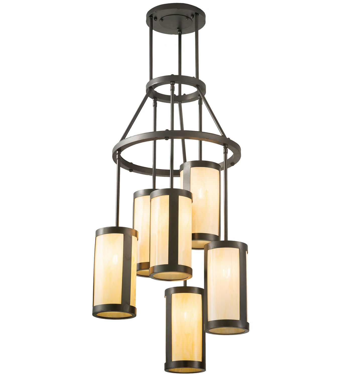 Meyda Tiffany - 210238 - Six Light Chandelier - Cartier - Exterior Oil Rubbed Bronze