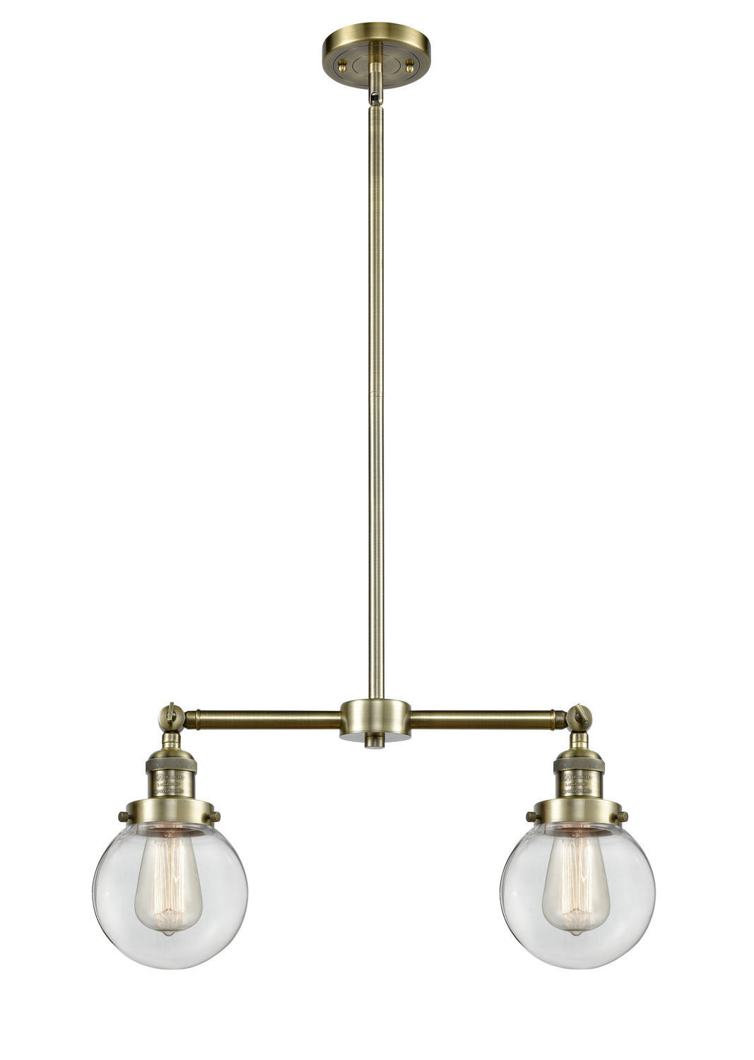 Innovations - 209-AB-G202-6 - Two Light Island Pendant - Franklin Restoration - Antique Brass