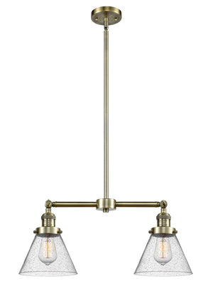 Innovations - 209-AB-G44 - Two Light Island Pendant - Franklin Restoration - Antique Brass