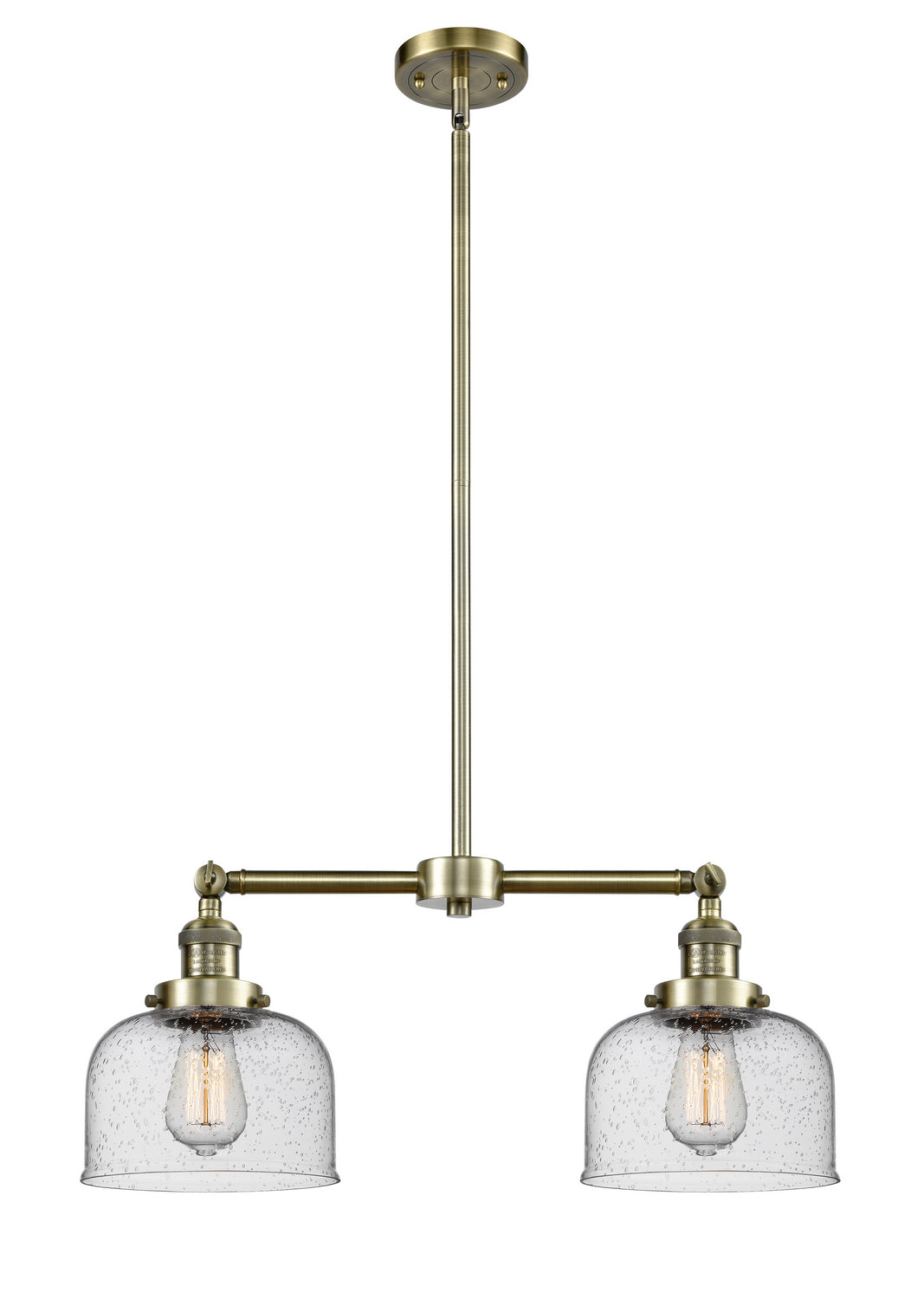 Innovations - 209-AB-G74 - Two Light Island Pendant - Franklin Restoration - Antique Brass