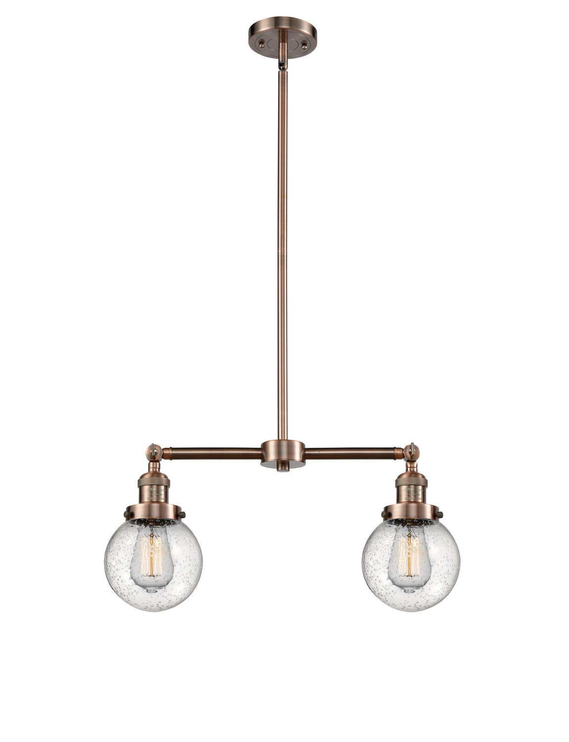 Innovations - 209-AC-G204-6 - Two Light Island Pendant - Franklin Restoration - Antique Copper