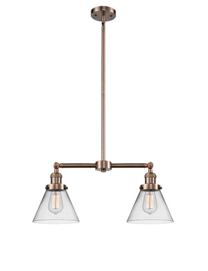 Innovations - 209-AC-G42 - Two Light Island Pendant - Franklin Restoration - Antique Copper