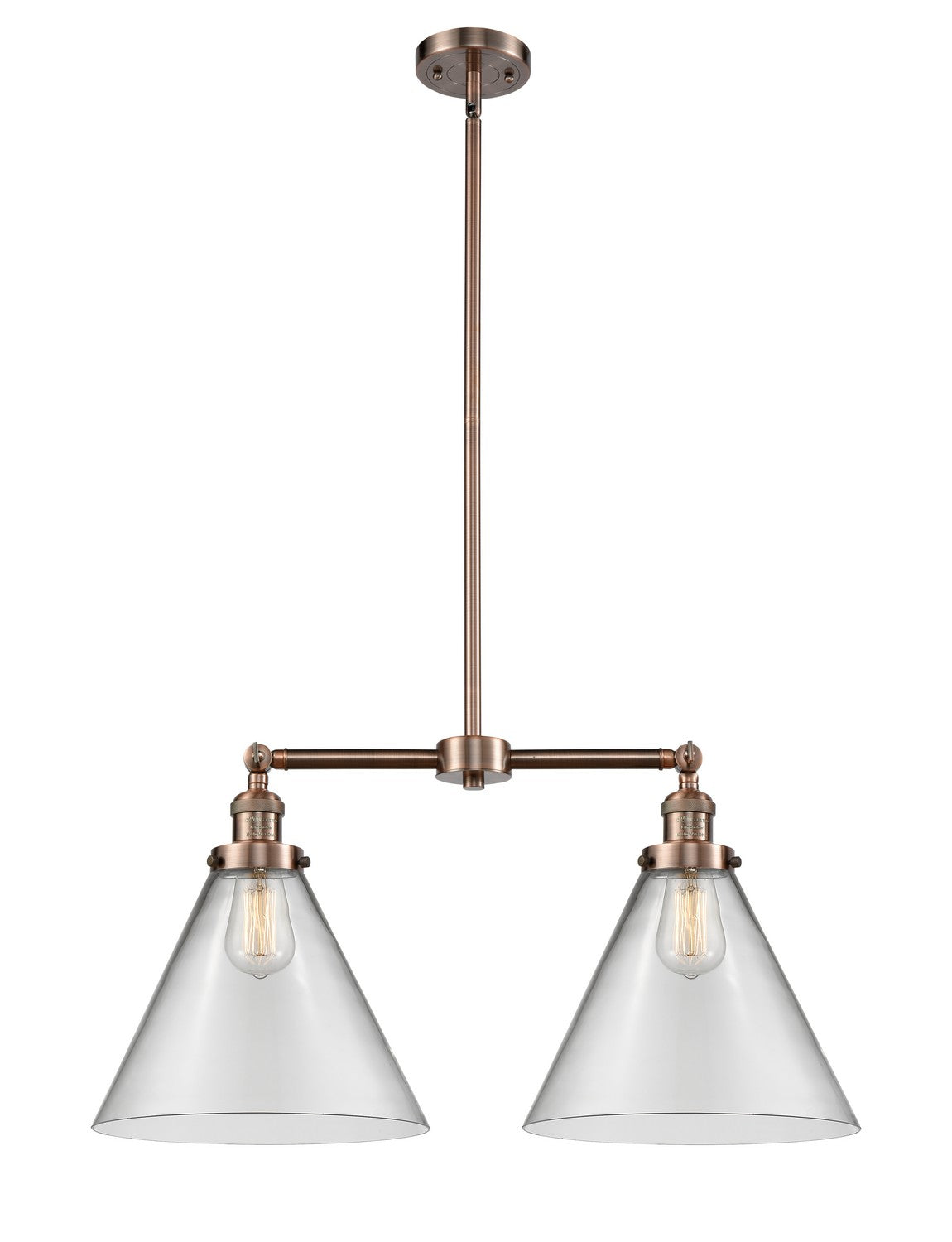 Innovations - 209-AC-G42-L - Two Light Island Pendant - Franklin Restoration - Antique Copper