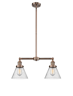 Innovations - 209-AC-G44 - Two Light Island Pendant - Franklin Restoration - Antique Copper