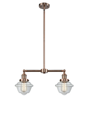 Innovations - 209-AC-G532 - Two Light Island Pendant - Franklin Restoration - Antique Copper