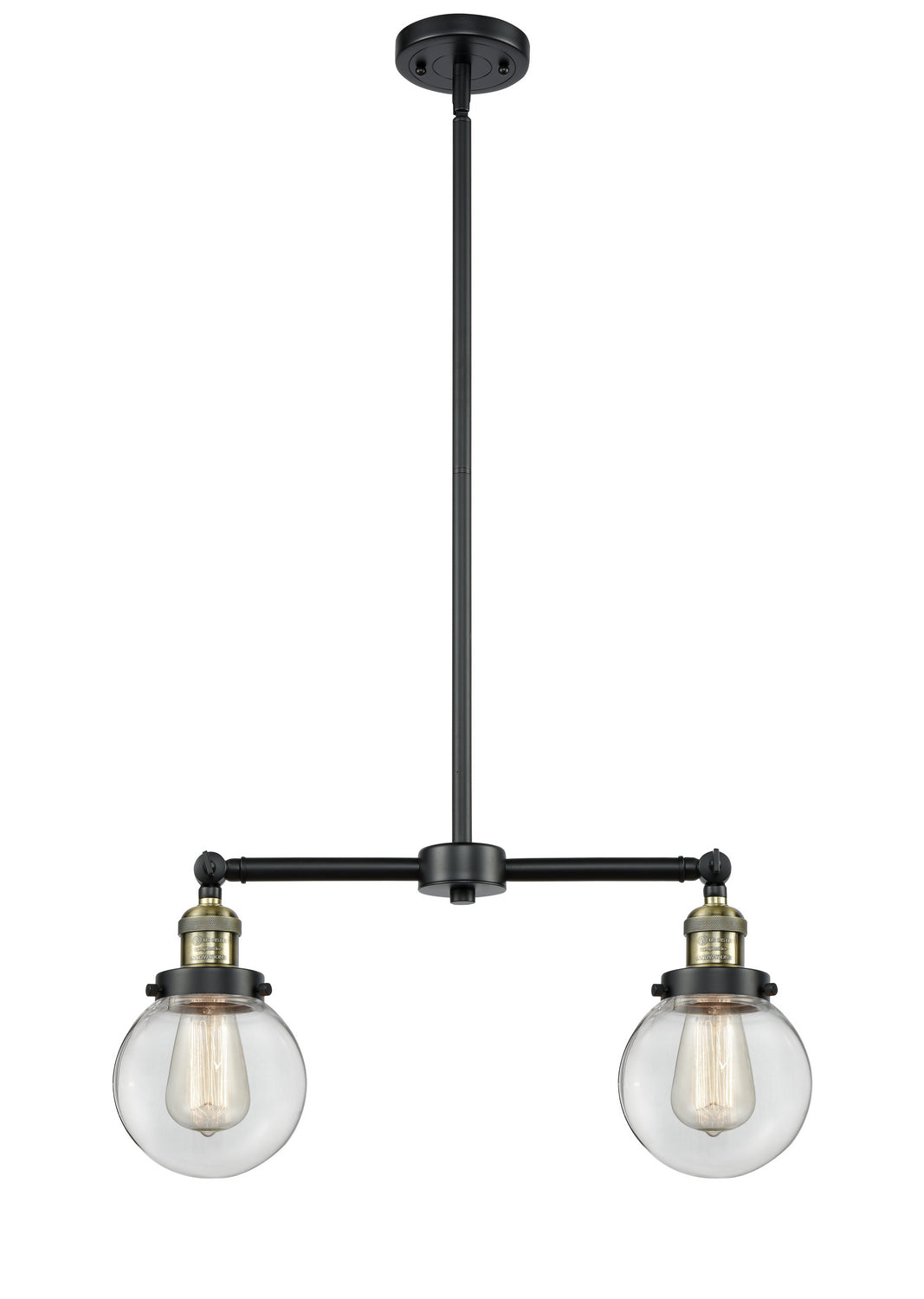 Innovations - 209-BAB-G202-6 - Two Light Island Pendant - Franklin Restoration - Black Antique Brass