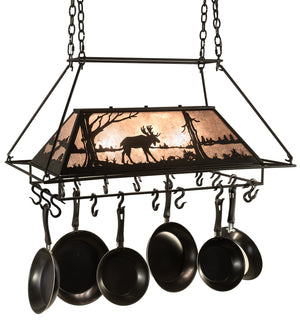 Meyda Tiffany - 210249 - Three Light Pot Rack - Moose At Lake - Textured Black