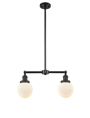 Innovations - 209-BK-G201-6 - Two Light Island Pendant - Franklin Restoration - Matte Black