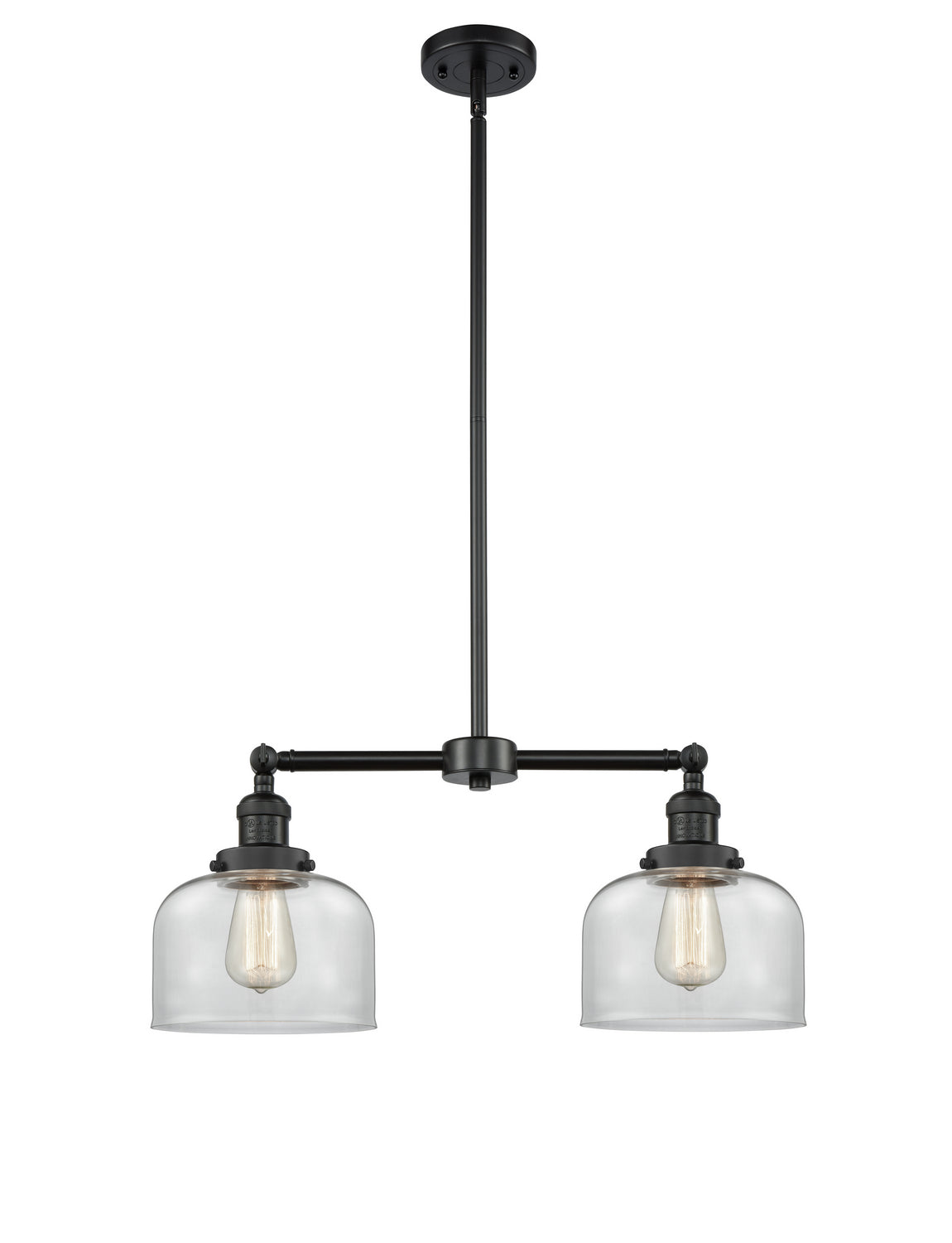 Innovations - 209-BK-G72 - Two Light Island Pendant - Franklin Restoration - Matte Black