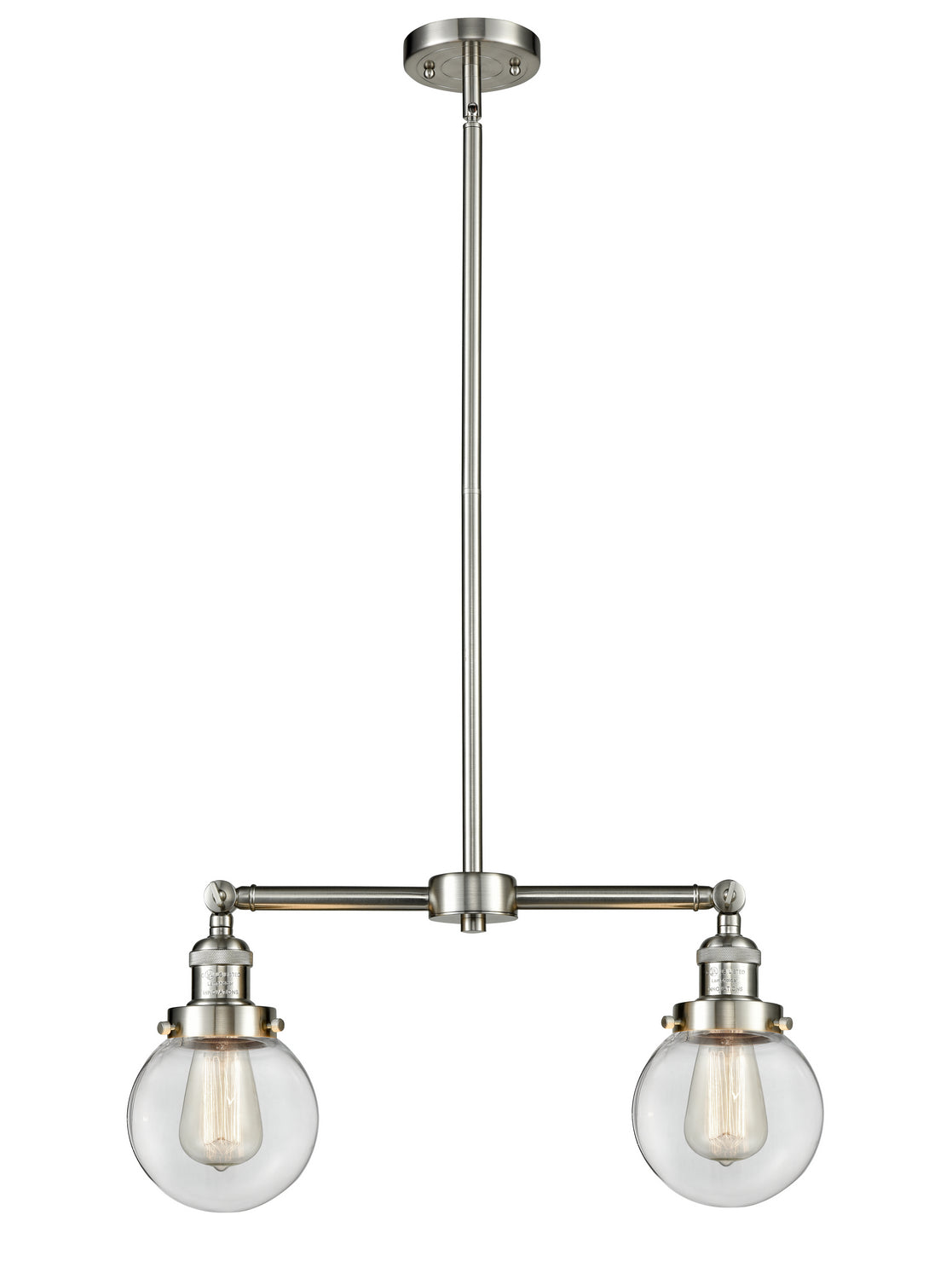 Innovations - 209-SN-G202-6 - Two Light Island Pendant - Franklin Restoration - Brushed Satin Nickel