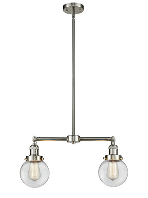 Innovations - 209-SN-G202-6 - Two Light Island Pendant - Franklin Restoration - Brushed Satin Nickel