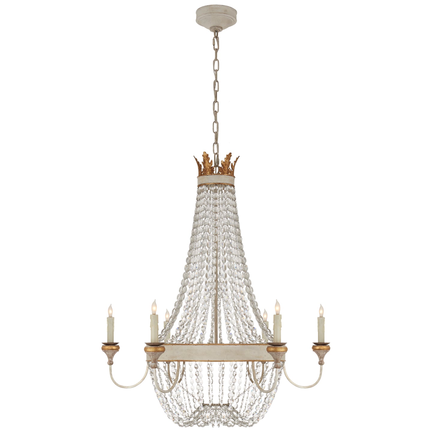 Visual Comfort Signature - JN 5016VWG-CG - Six Light Chandelier - Entellina - Vintage White and Gild