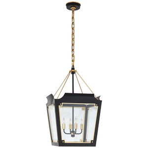 Visual Comfort Signature - JN 5020MBK/G-CG - Four Light Lantern - Caddo - Matte Black with Gild