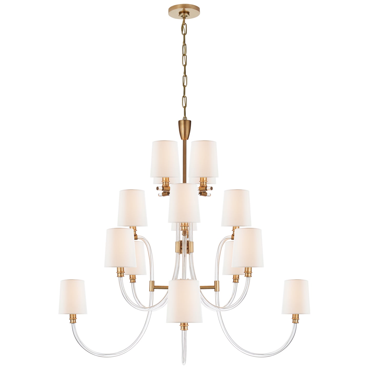 Visual Comfort Signature - JN 5030CG/AB-L - 16 Light Chandelier - Clarice - Clear Acrylic with Antique Brass