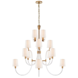 Visual Comfort Signature - JN 5030CG/AB-L - 16 Light Chandelier - Clarice - Clear Acrylic with Antique Brass