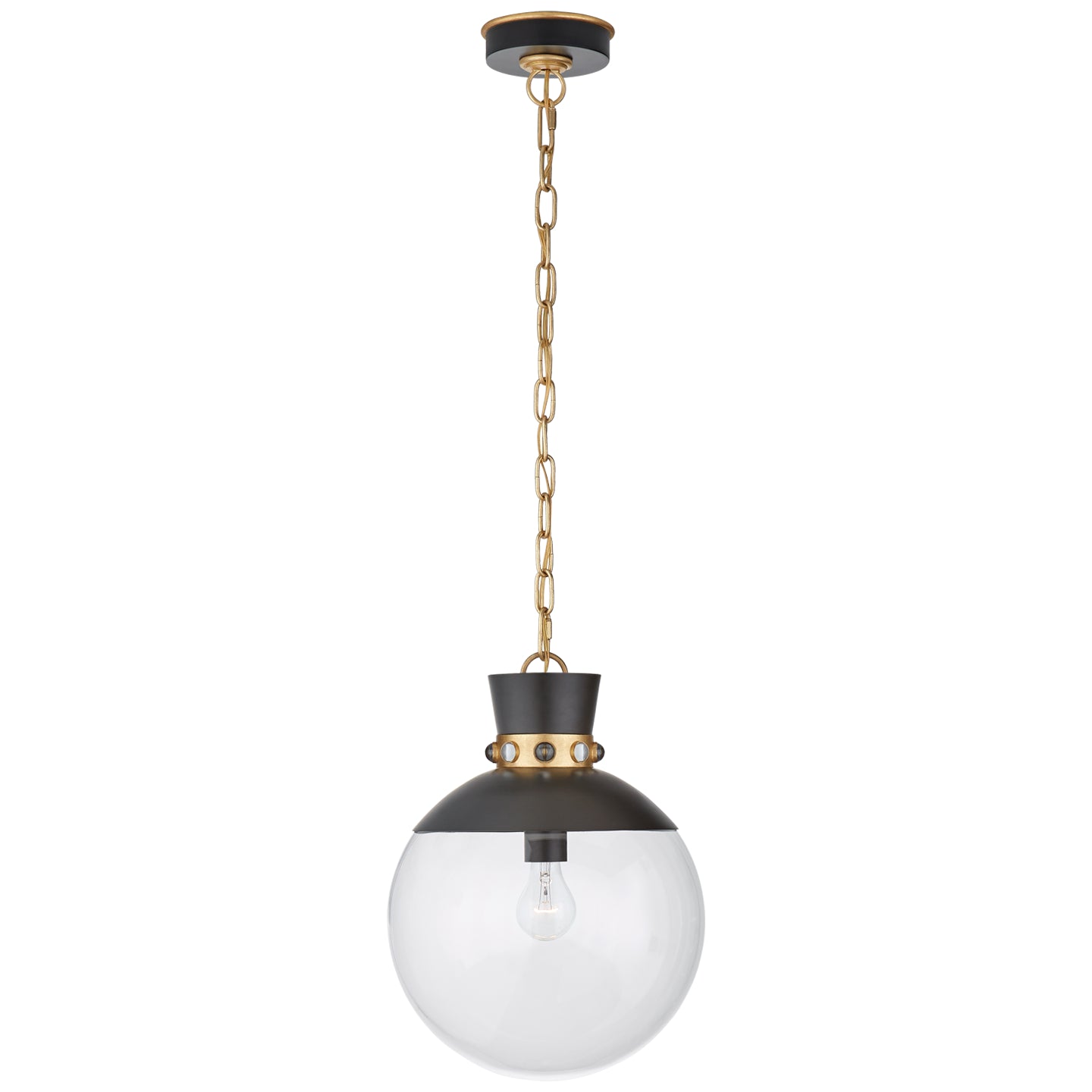 Visual Comfort Signature - JN 5051MBK/G-CG - One Light Pendant - Lucia - Matte Black with Gild