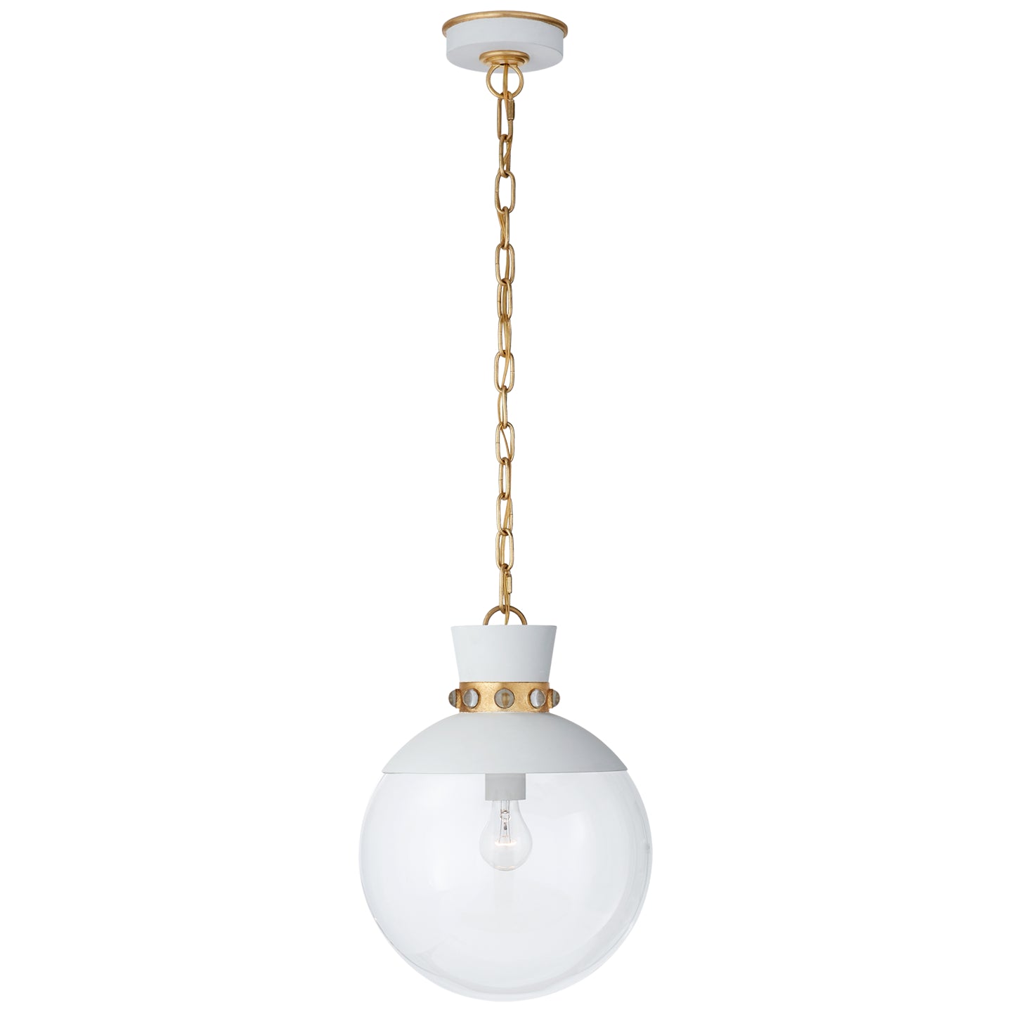 Visual Comfort Signature - JN 5051WHT/G-CG - One Light Pendant - Lucia - White with Gild