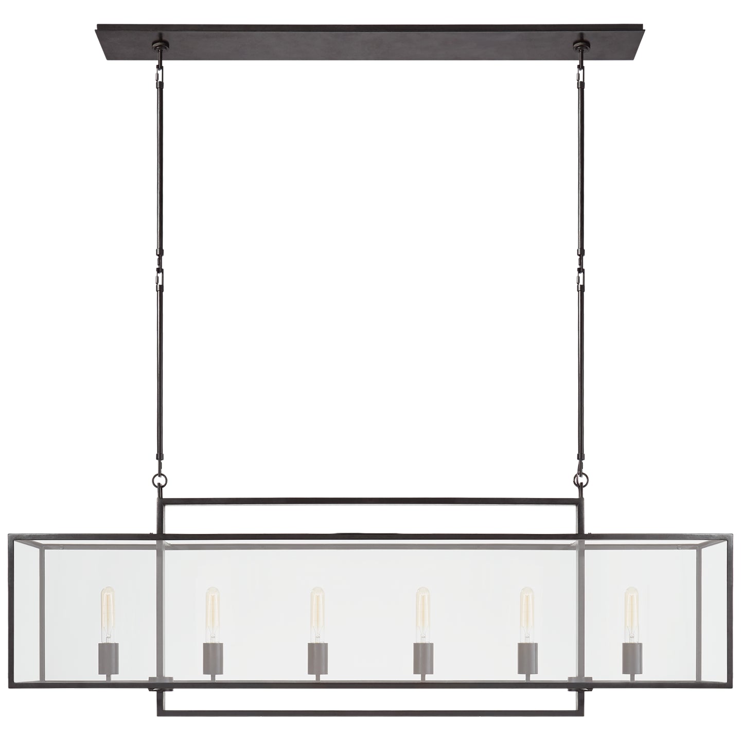 Visual Comfort Signature - S 5195AI-CG - Six Light Linear Pendant - Halle - Aged Iron