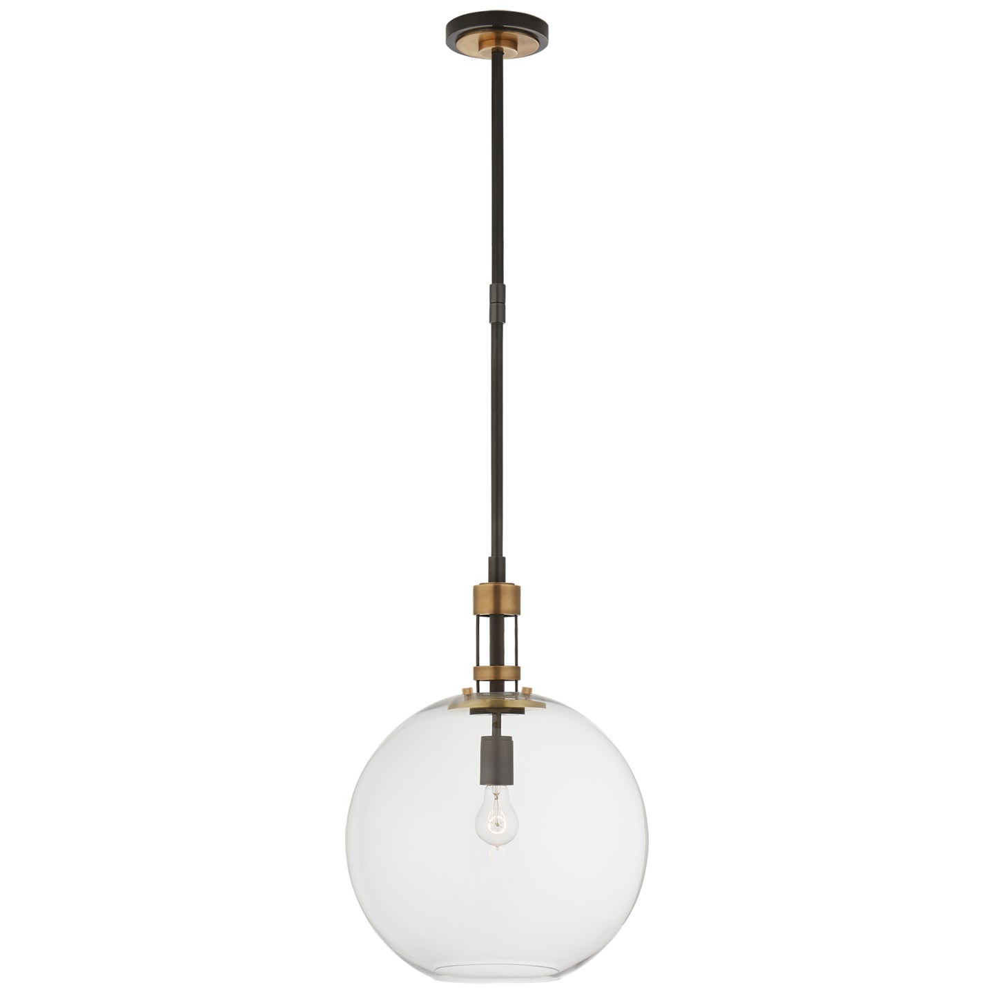 Visual Comfort Signature - TOB 5430BZ/HAB-CG - One Light Pendant - Gable2 - Bronze with Antique Brass