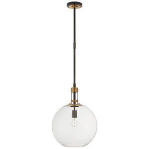 Visual Comfort Signature - TOB 5430BZ/HAB-CG - One Light Pendant - Gable2 - Bronze with Antique Brass