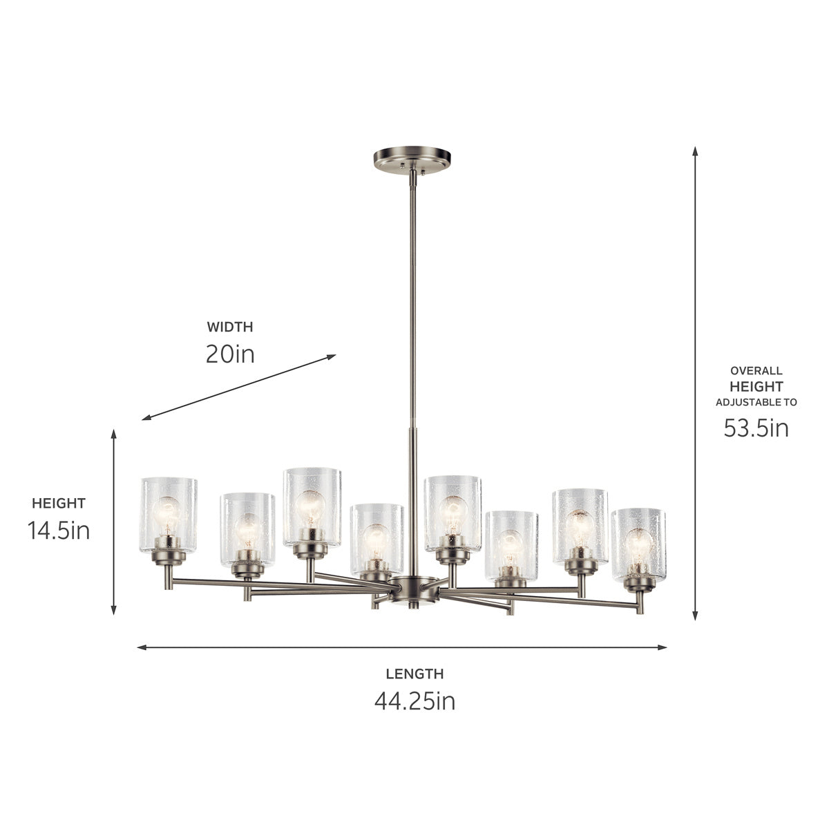 Kichler - 44035NI - Eight Light Chandelier - Winslow - Brushed Nickel