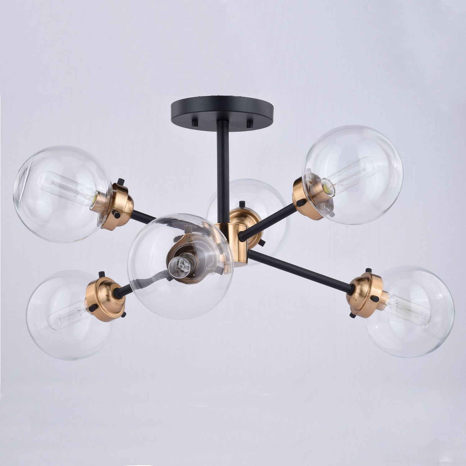 Vaxcel - C0193 - Six Light Semi Flush Mount - Orbit - Muted Brass and Oil Rubbed Bronze