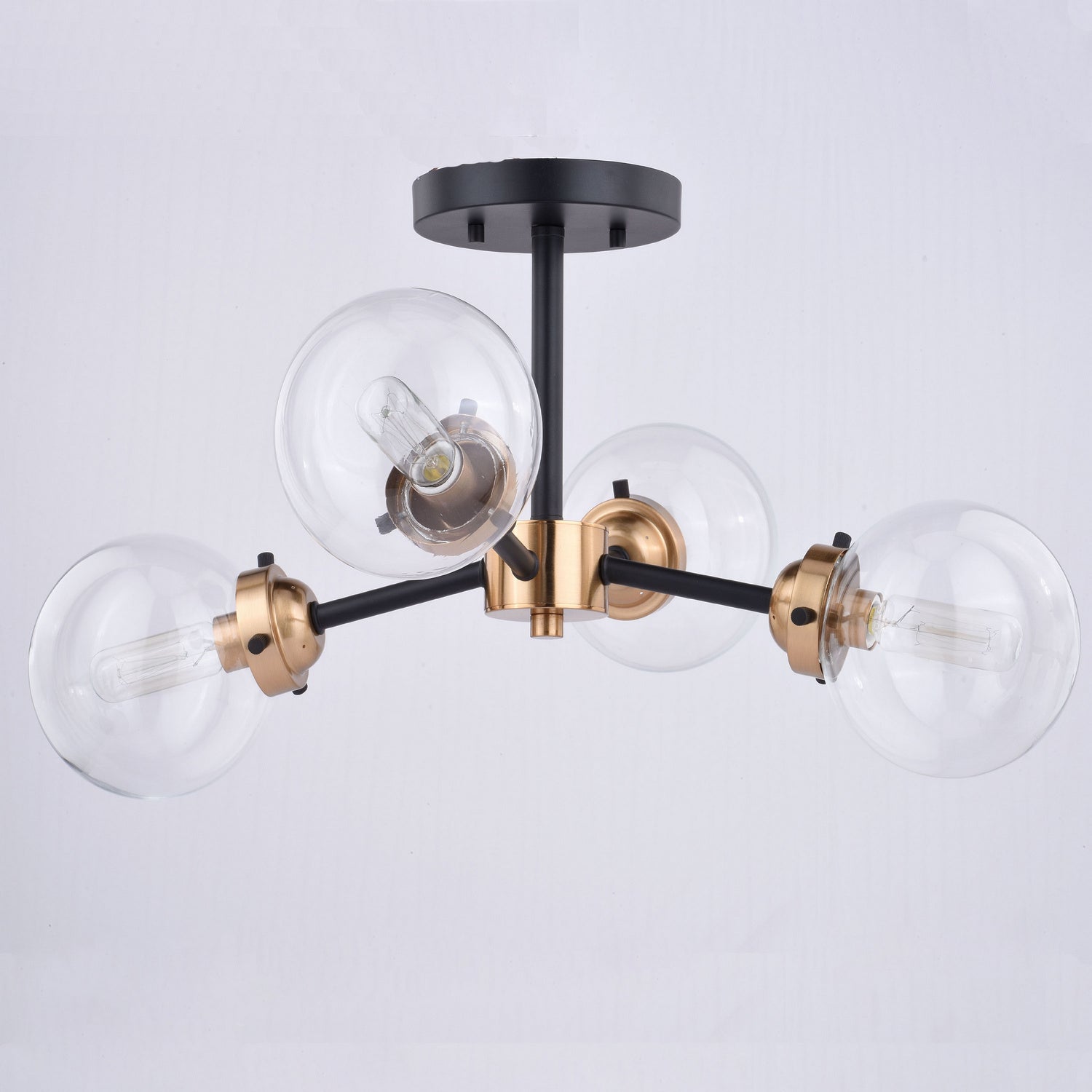 Vaxcel - C0194 - Four Light Semi Flush Mount - Orbit - Muted Brass and Oil Rubbed Bronze