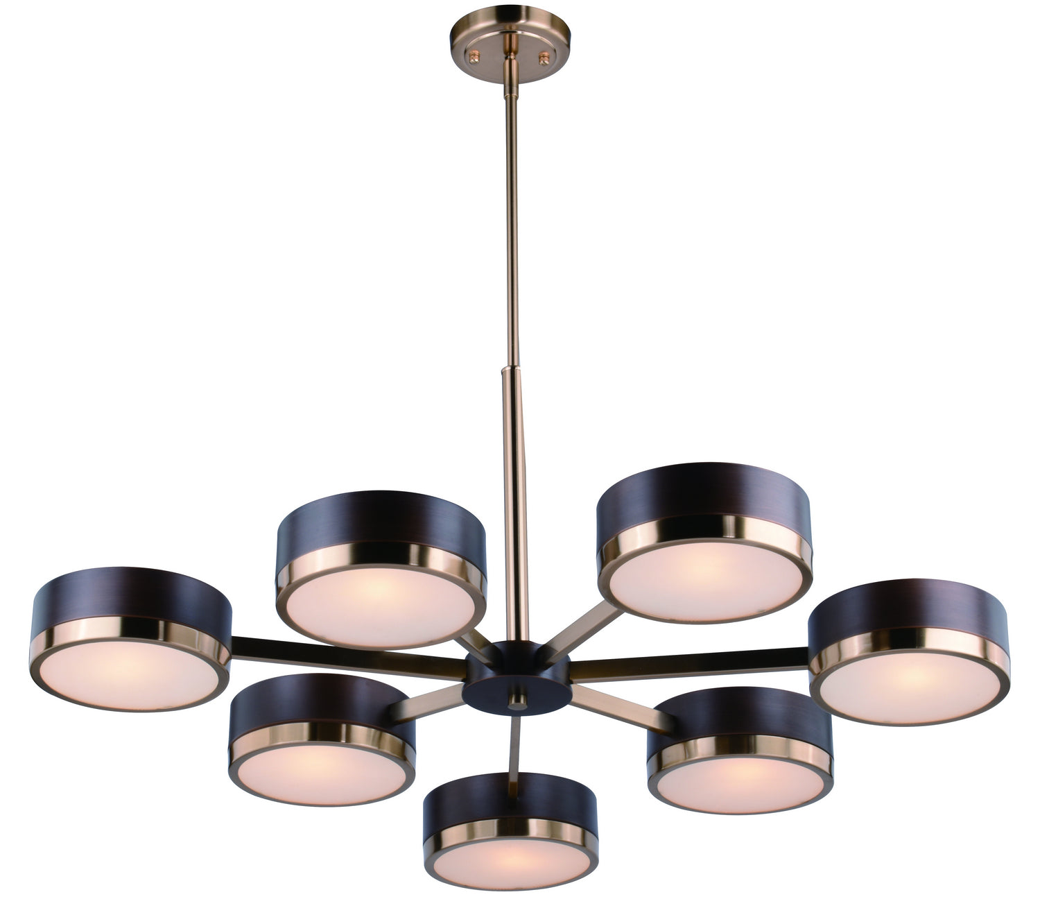 Vaxcel - H0219 - Seven Light Chandelier - Madison - Architectural Bronze and Natural Brass