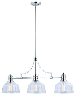 Vaxcel - H0221 - Three Light Linear Chandelier - Beloit - Satin Nickel