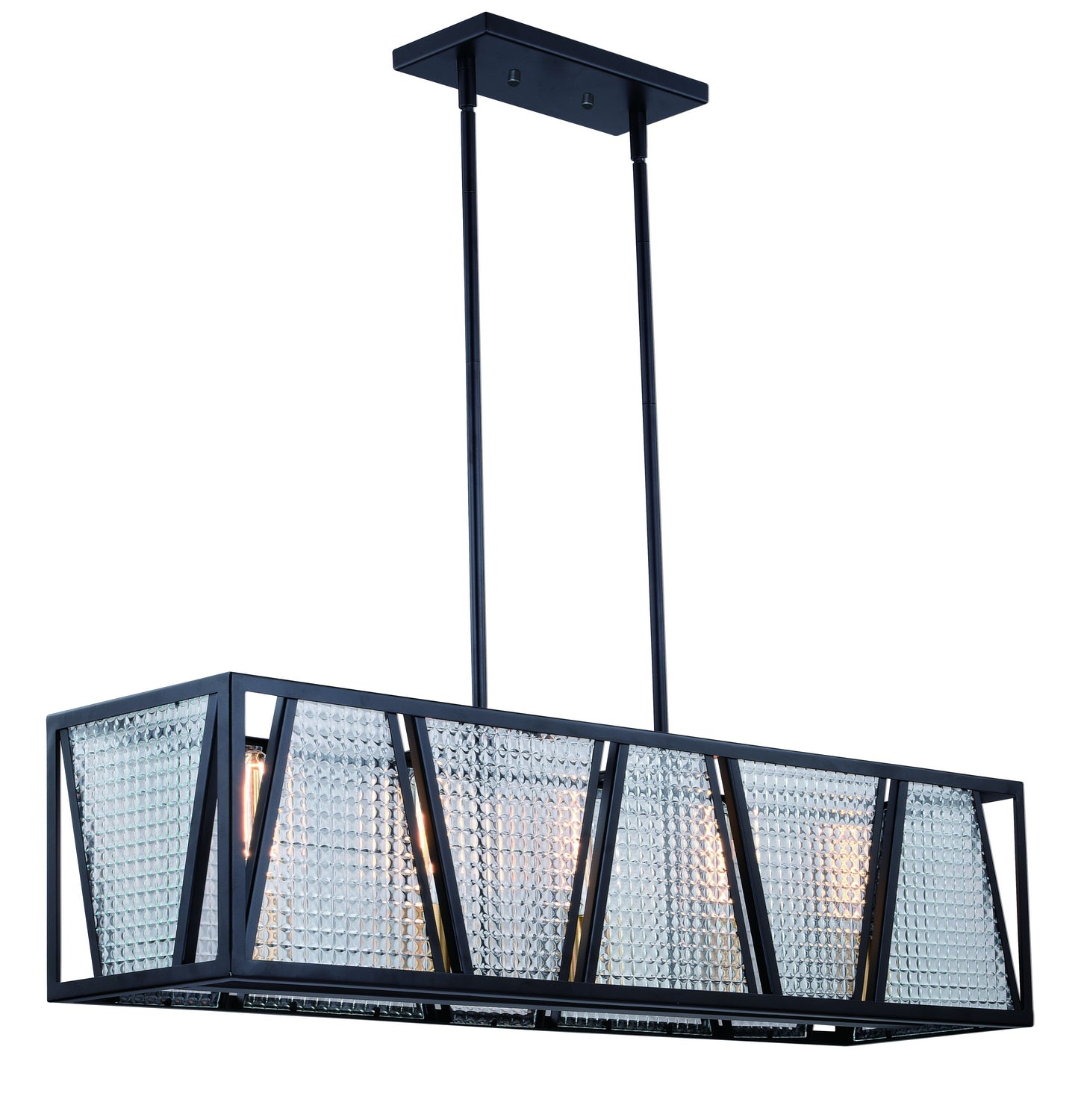 Vaxcel - H0224 - Five Light Linear Chandelier - Oslo - Black/Natural Brass