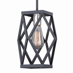 Vaxcel - P0282 - One Light Mini Pendant - Hailey - Black Graphite/Satin Nickel