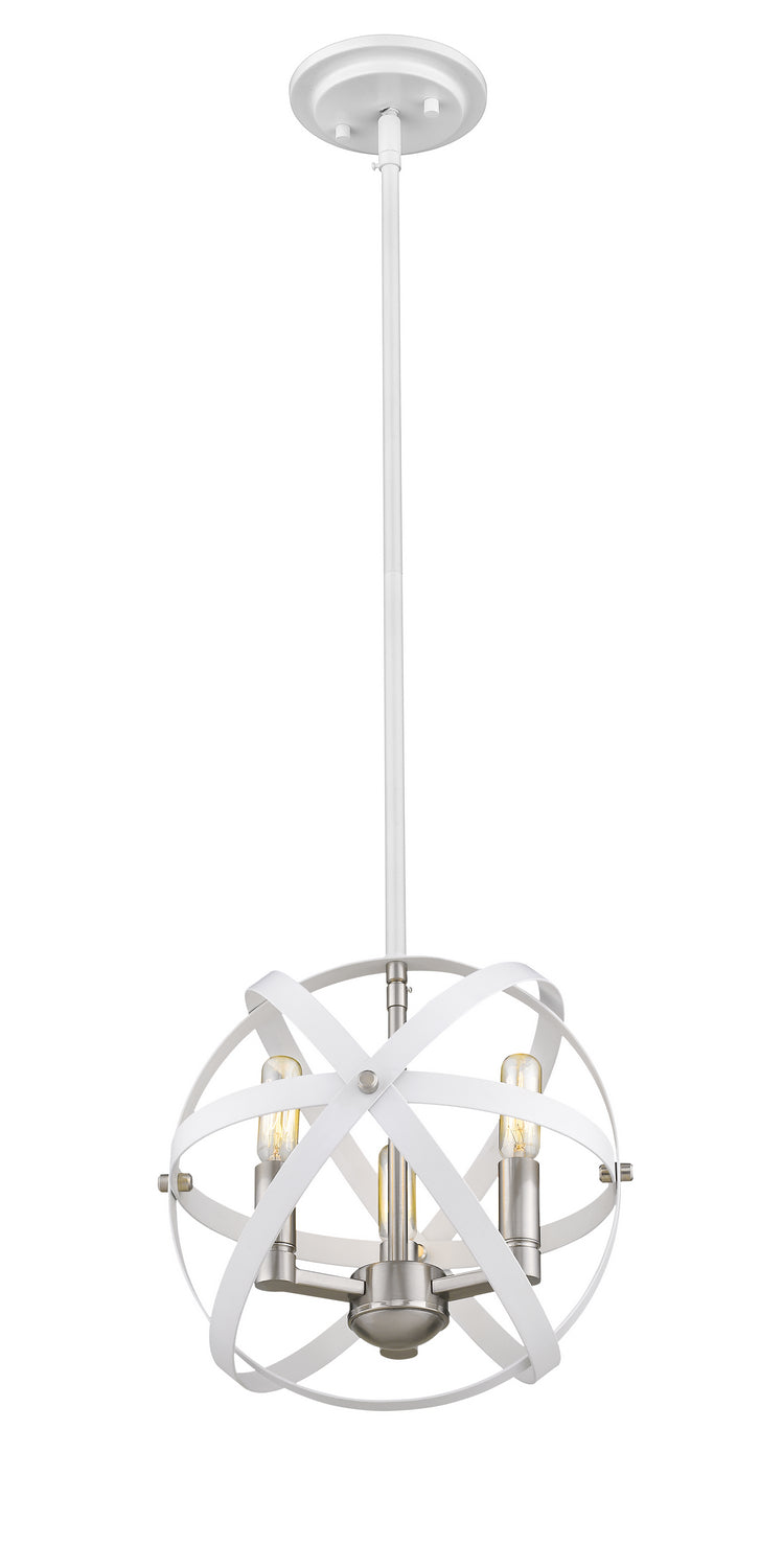 Z-Lite - 463-12HWH-BN - Three Light Chandelier - Cavallo - Hammered White / Brushed Nickel