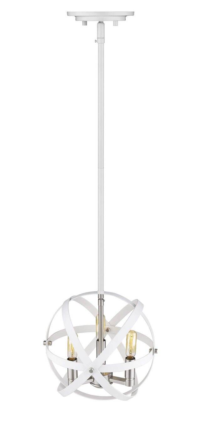 Z-Lite - 463-12HWH-BN - Three Light Chandelier - Cavallo - Hammered White / Brushed Nickel