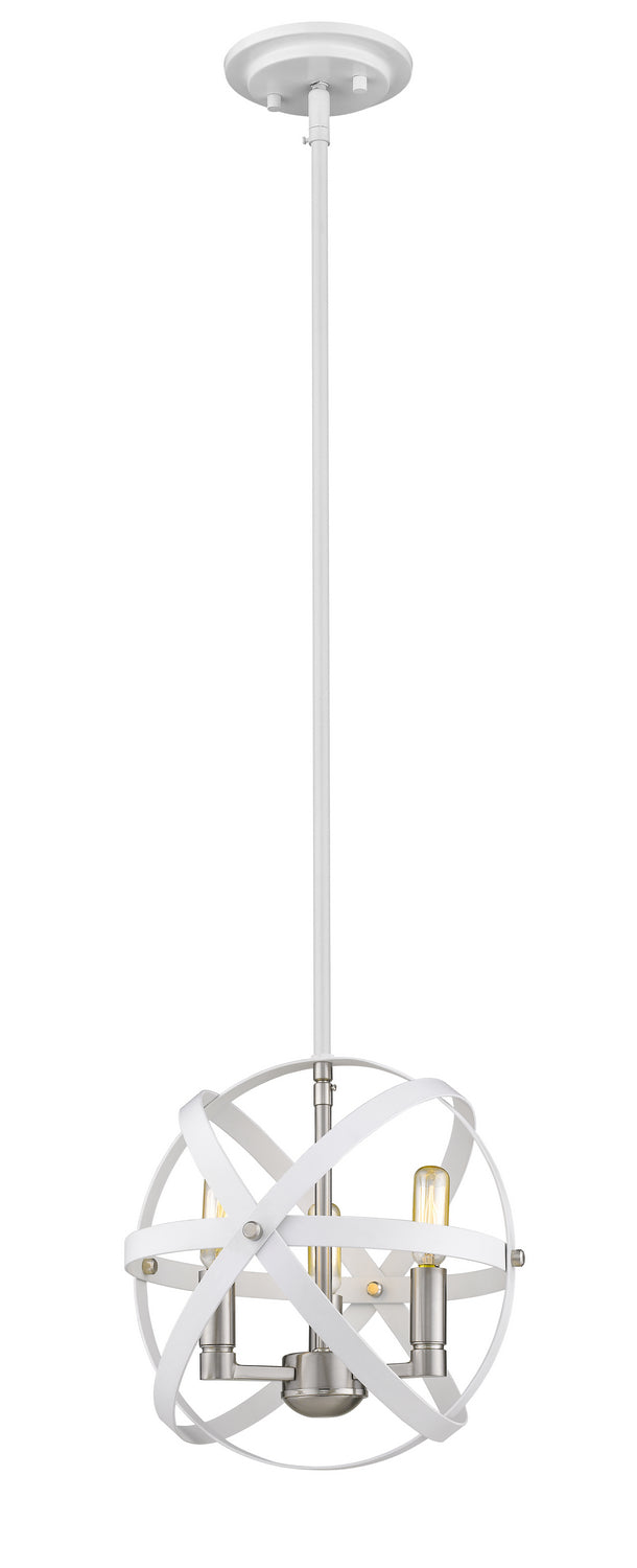 Z-Lite - 463-12HWH-BN - Three Light Chandelier - Cavallo - Hammered White / Brushed Nickel