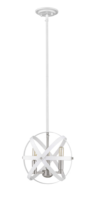 Z-Lite - 463-12HWH-BN - Three Light Chandelier - Cavallo - Hammered White / Brushed Nickel